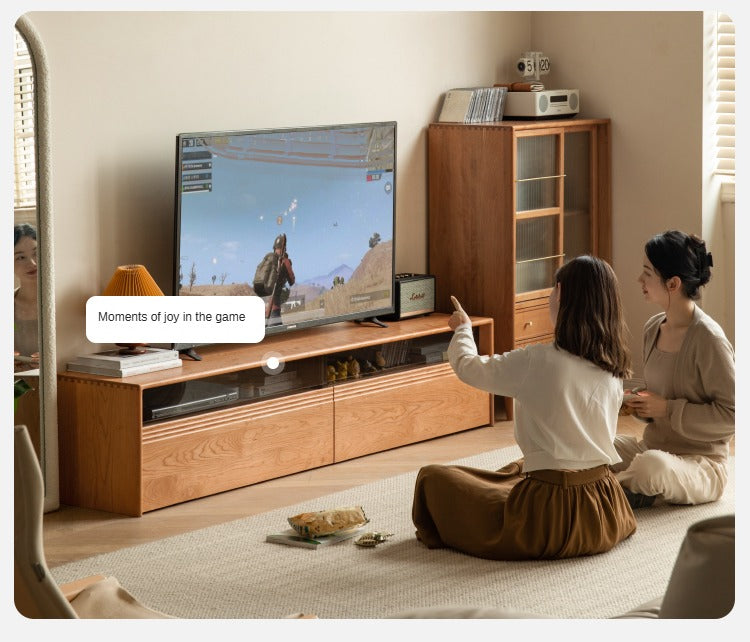 Cherry, Poplar Solid Wood Floor TV Cabinet.