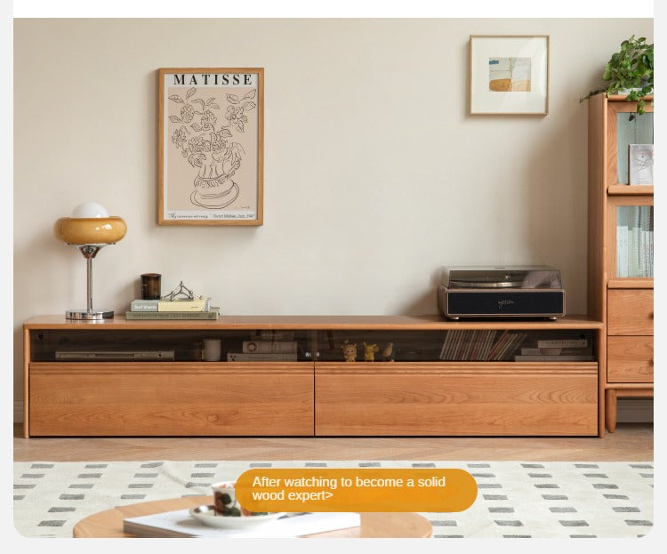 Cherry, Poplar Solid Wood Floor TV Cabinet.