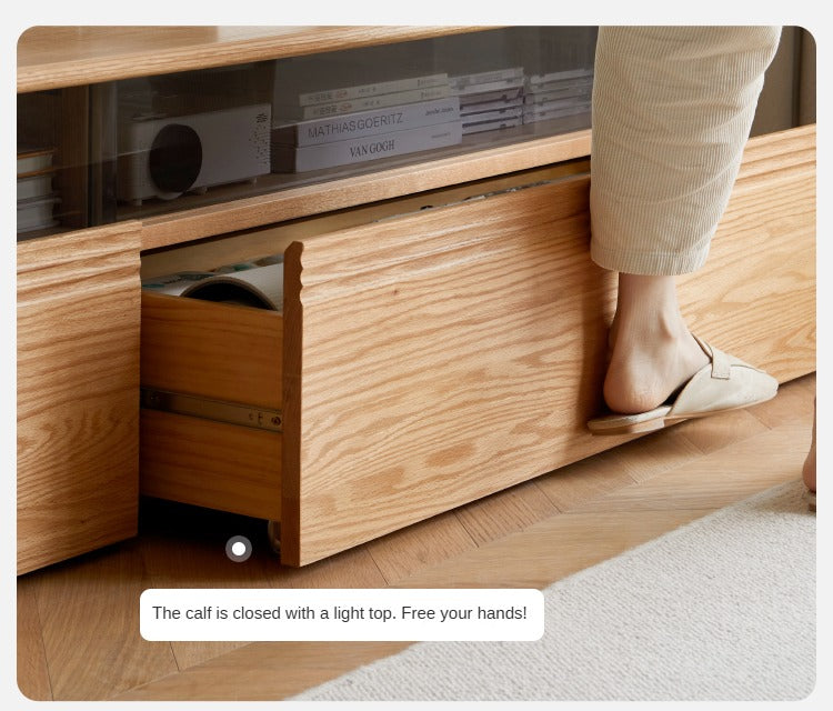 Cherry, Poplar Solid Wood Floor TV Cabinet.