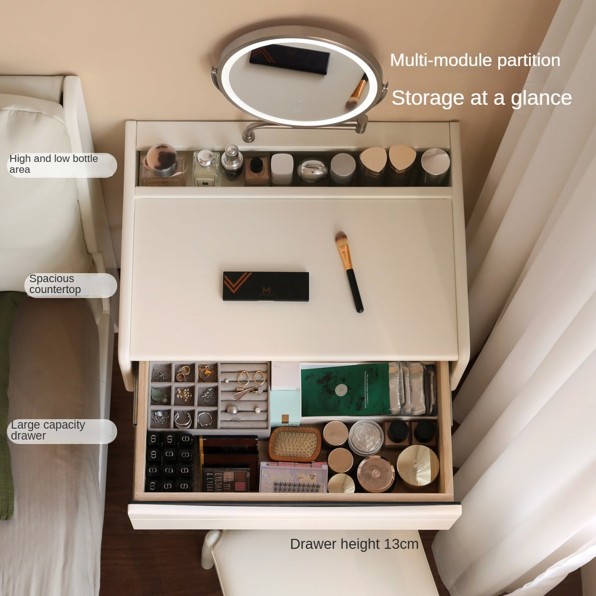 Solid Rubberwood Small White Dressing Table.