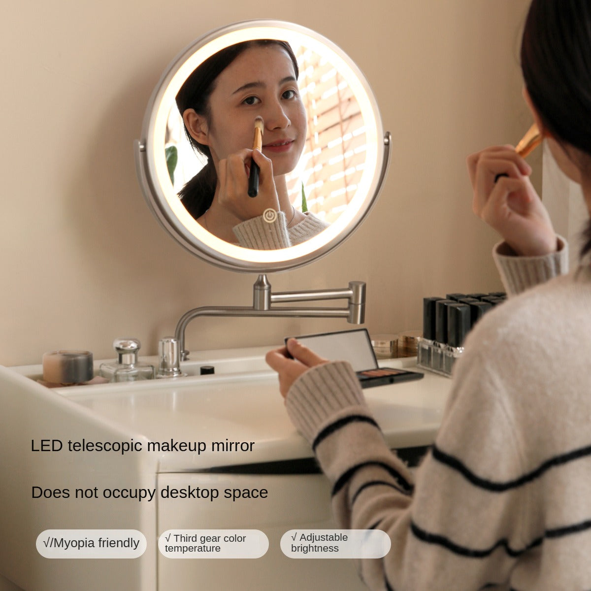 Solid Rubberwood Small White Vanity Table.