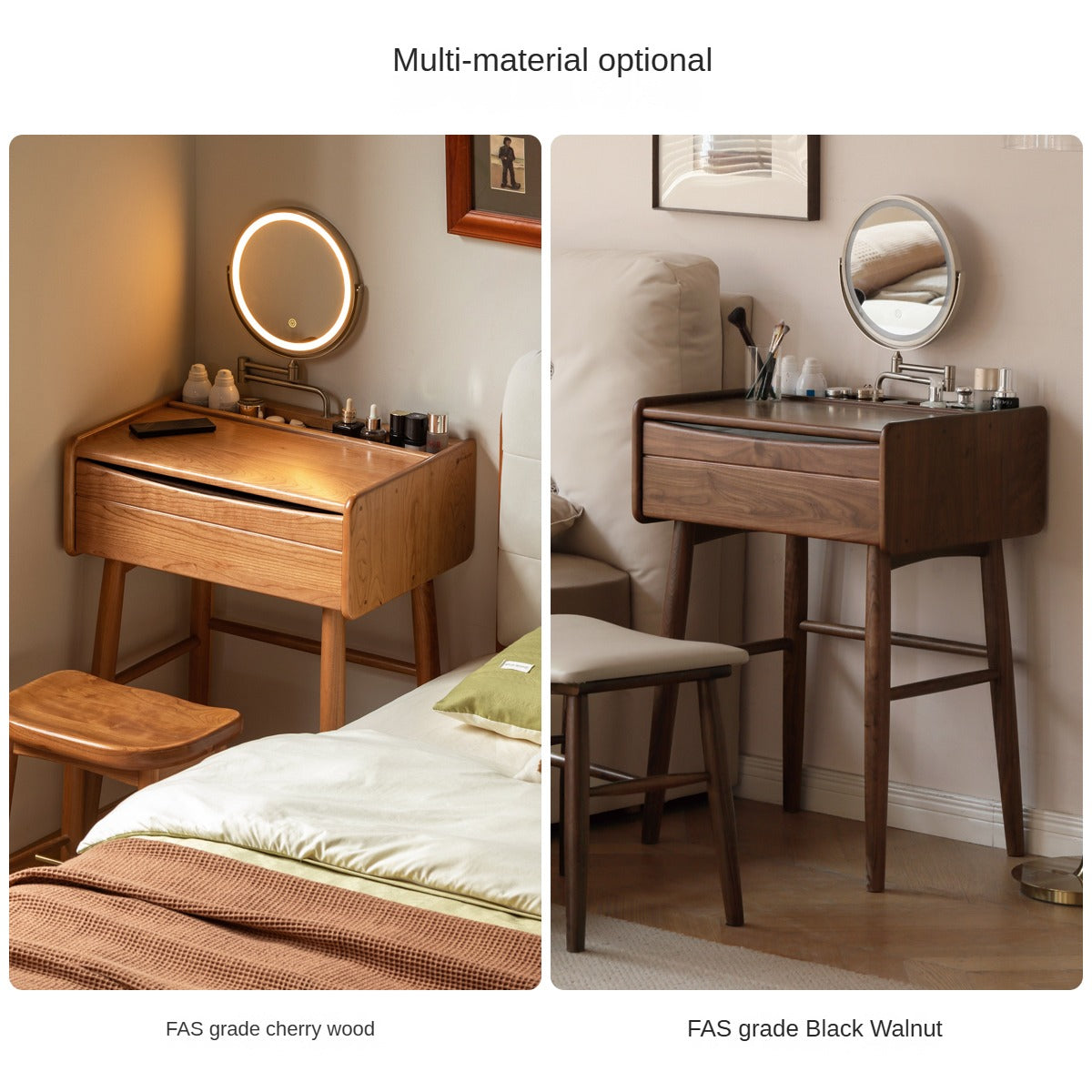 Solid Rubberwood Small White Dressing Table.