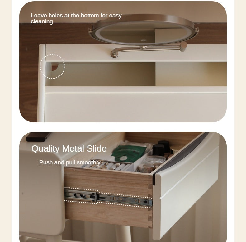 Solid Rubberwood Small White Vanity Table.