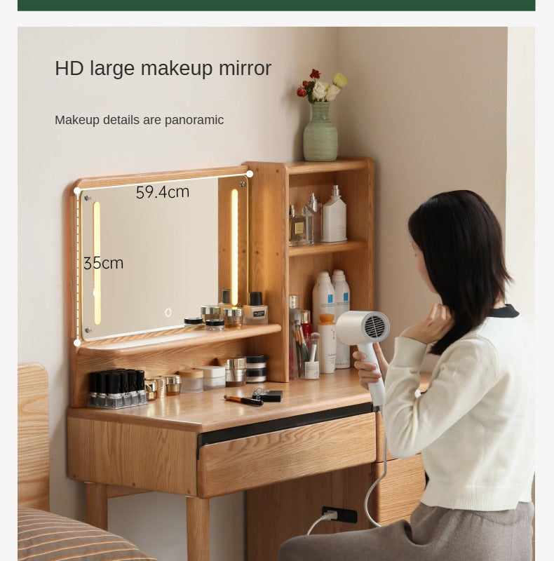 Oak Solid Wood Lighted Dressing Table