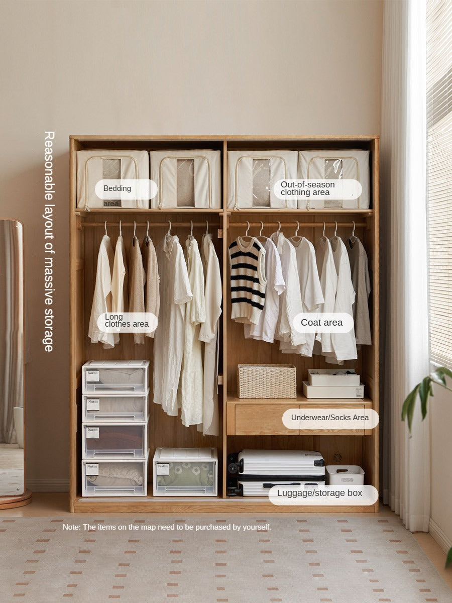 Ash Solid Wood Sliding Door Wardrobe.