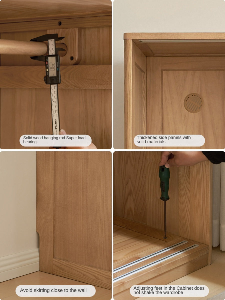Ash Solid Wood Sliding Door Wardrobe.