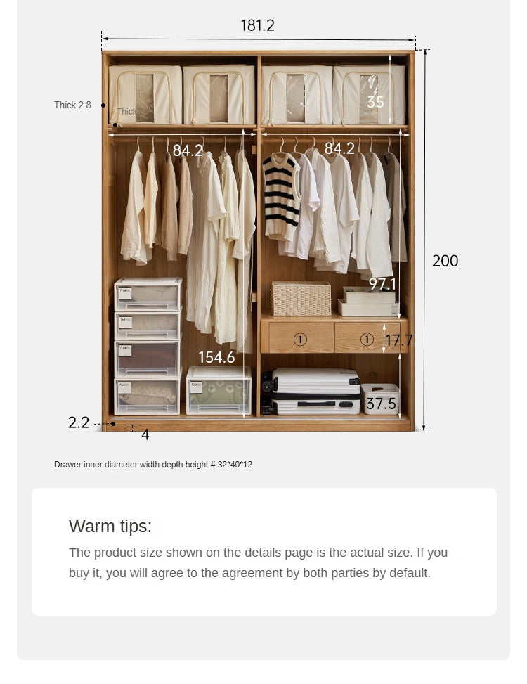Ash Solid Wood Sliding Door Wardrobe.