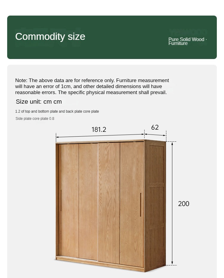 Ash Solid Wood Sliding Door Wardrobe.
