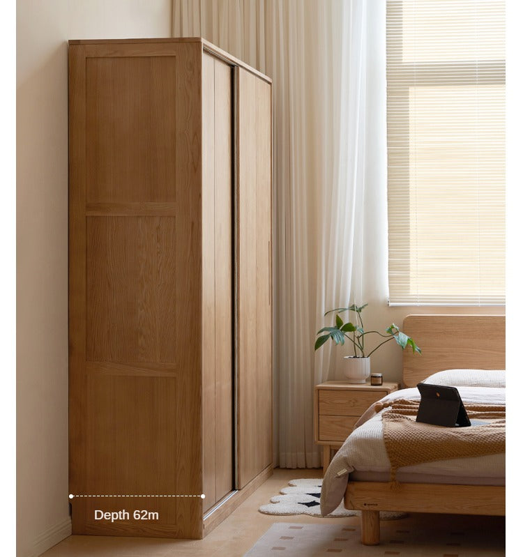 Ash Solid Wood Sliding Door Wardrobe.