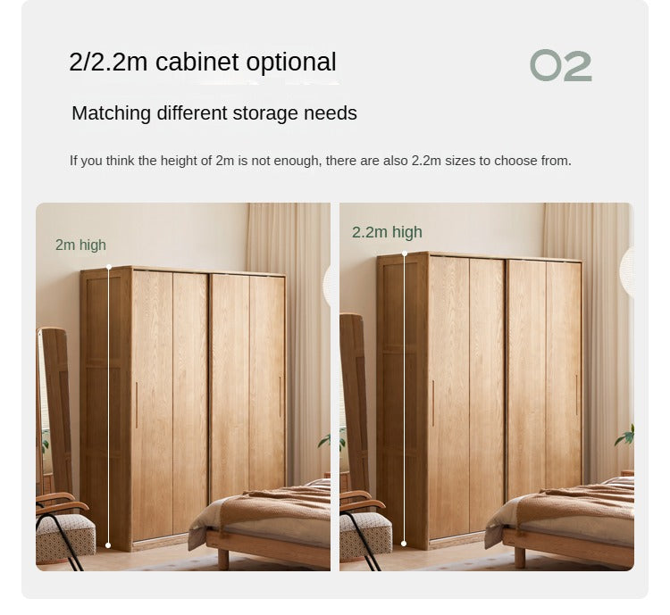 Ash Solid Wood Sliding Door Wardrobe.