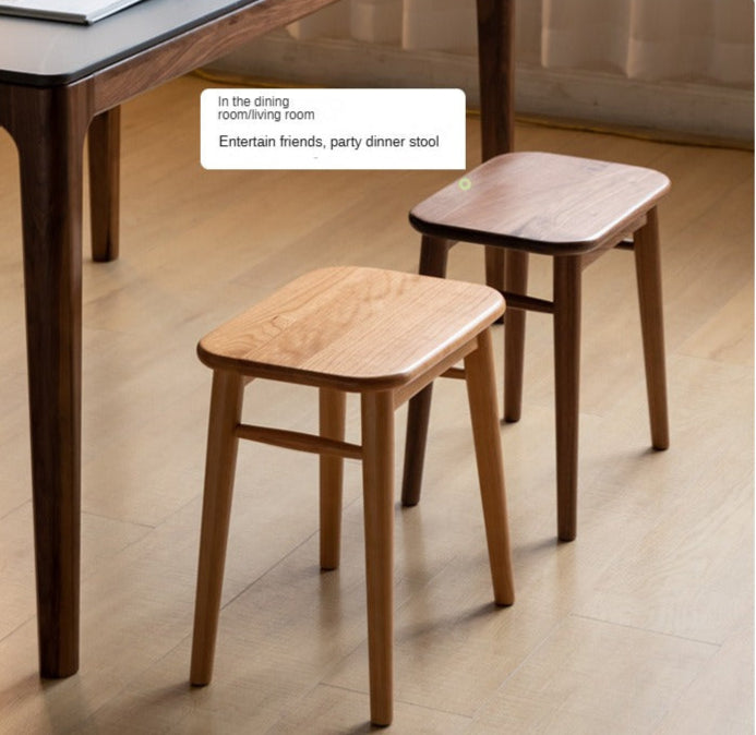 Black Walnut, Oak, Cherry, Sandalwood, Solid Rubberwood Light Luxury Makeup Stool