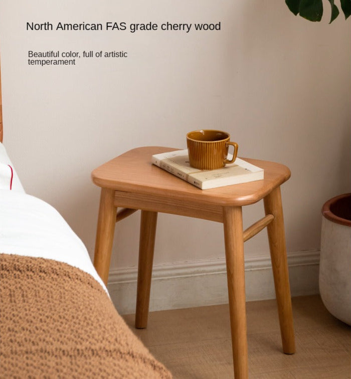 Black Walnut, Oak, Cherry, Sandalwood, Solid Rubberwood Light Luxury Makeup Stool