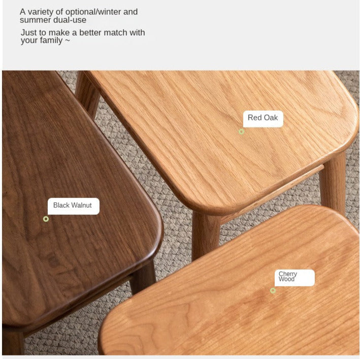 Black Walnut, Oak, Cherry, Sandalwood, Solid Rubberwood Light Luxury Makeup Stool