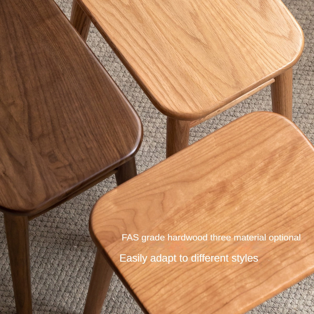 Black Walnut, Oak, Cherry, Sandalwood, Solid Rubberwood Light Luxury Makeup Stool