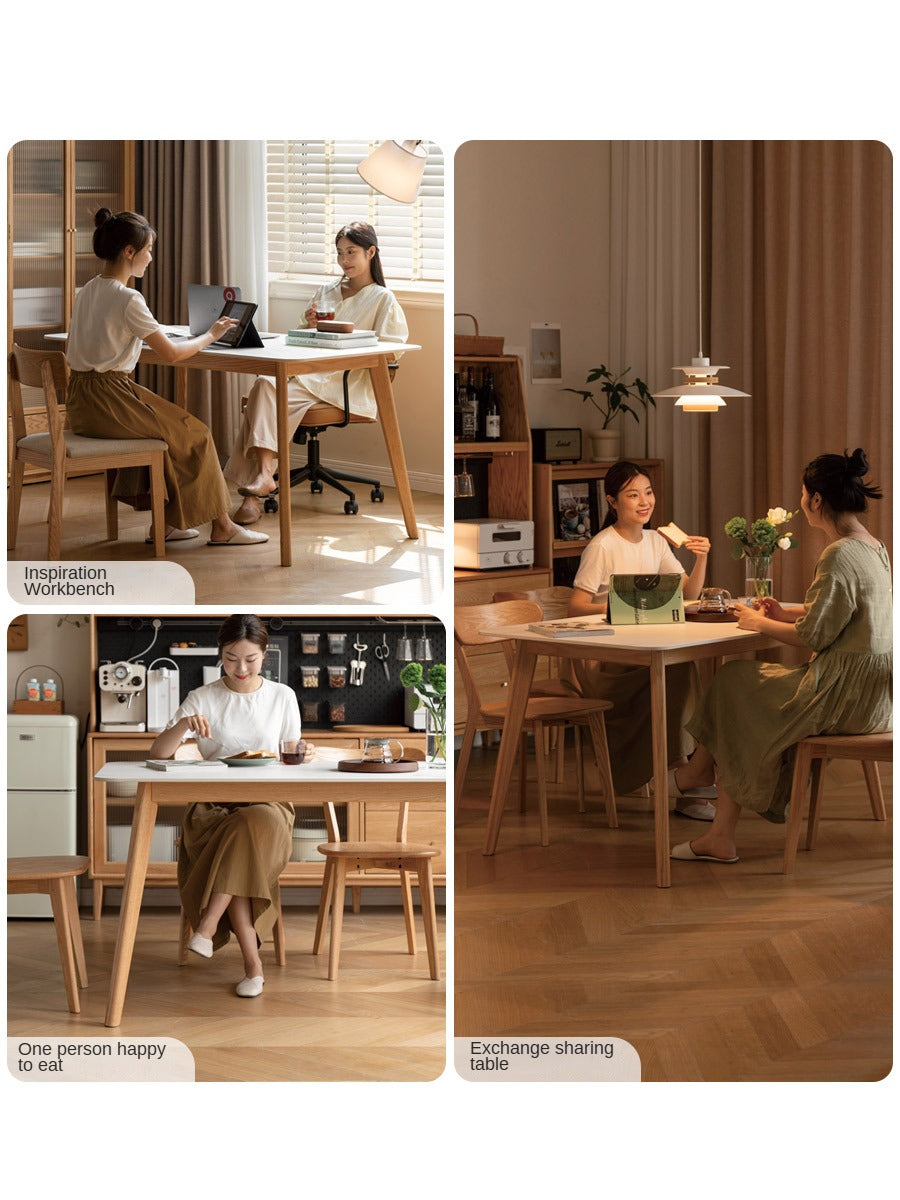 Solid RubberWood, Oak Solid Wood Rock Modern Dining Table