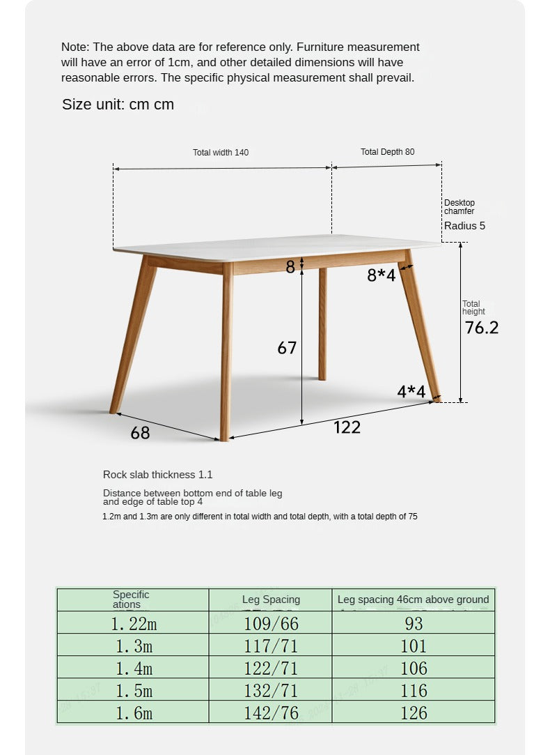 Solid RubberWood, Oak Solid Wood Rock Modern Dining Table