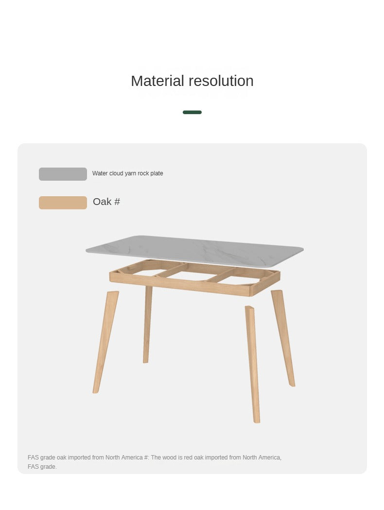 Solid RubberWood, Oak Solid Wood Rock Modern Dining Table