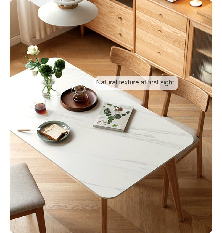 Solid RubberWood, Oak Solid Wood Rock Modern Dining Table