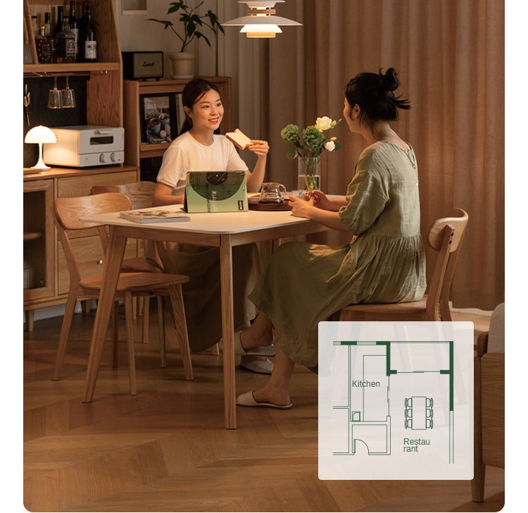 Solid RubberWood, Oak Solid Wood Rock Modern Dining Table