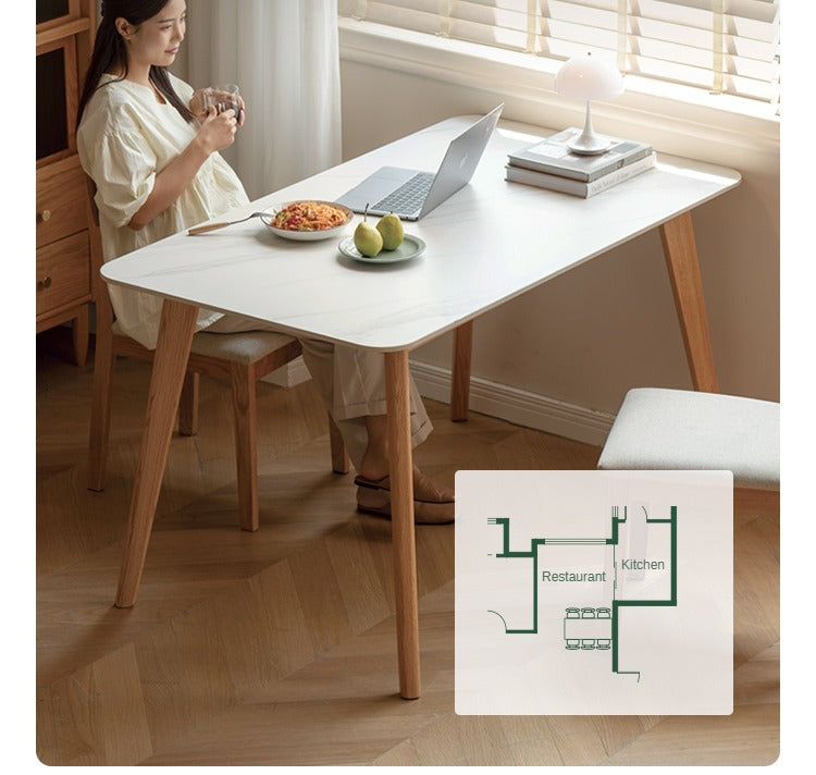 Solid RubberWood, Oak Solid Wood Rock Modern Dining Table