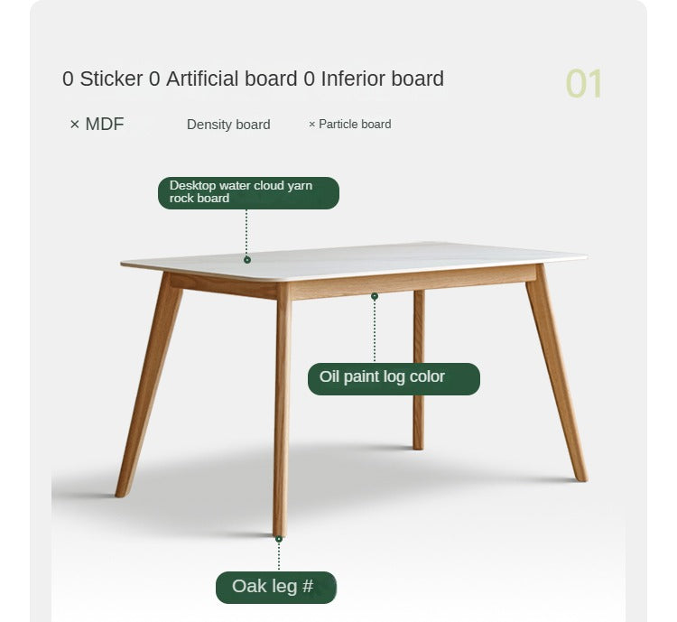 Solid RubberWood, Oak Solid Wood Rock Modern Dining Table