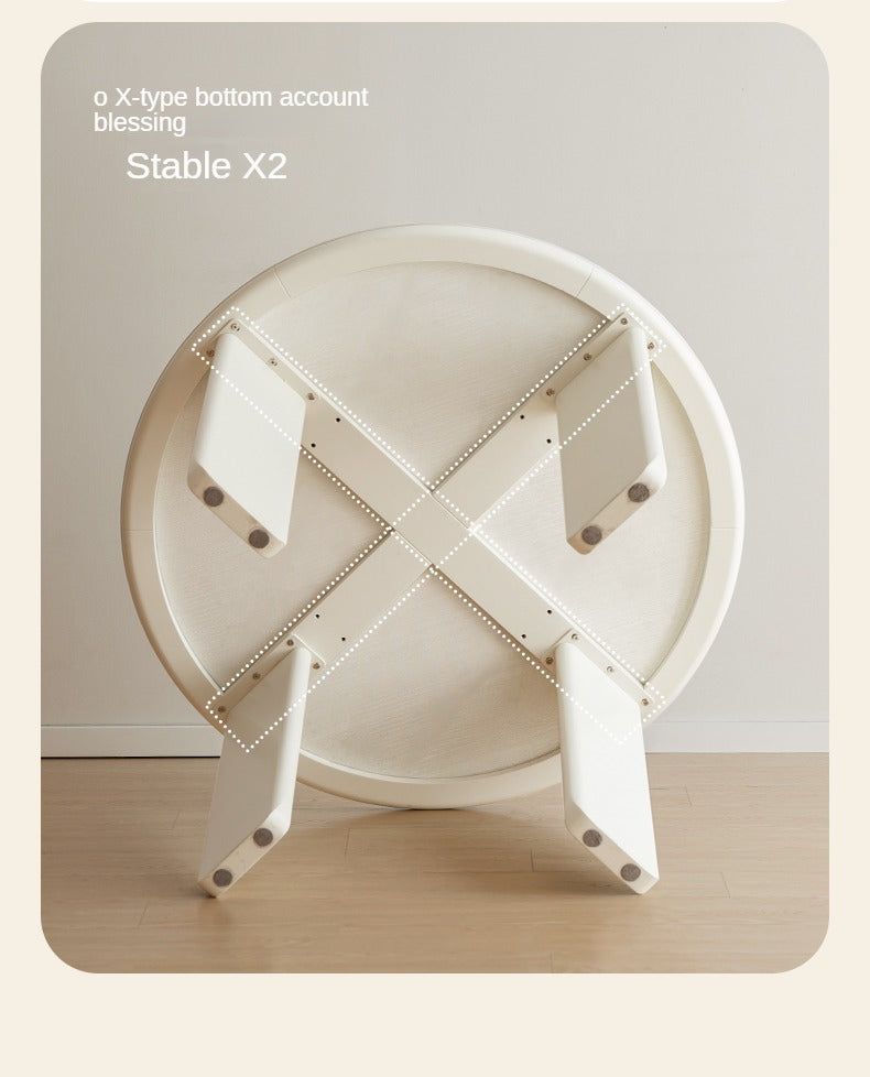 Poplar Solid Wood White Rock Board Round Dining Table