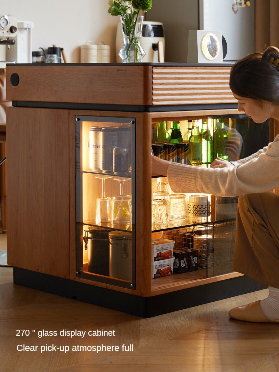 Cherry Solid Wood Island Multifunctional Bar.
