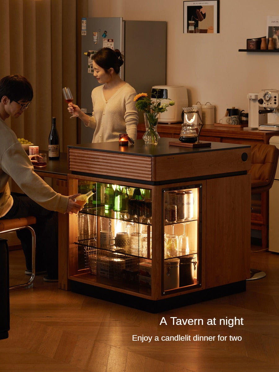Cherry Solid Wood Island Multifunctional Bar.