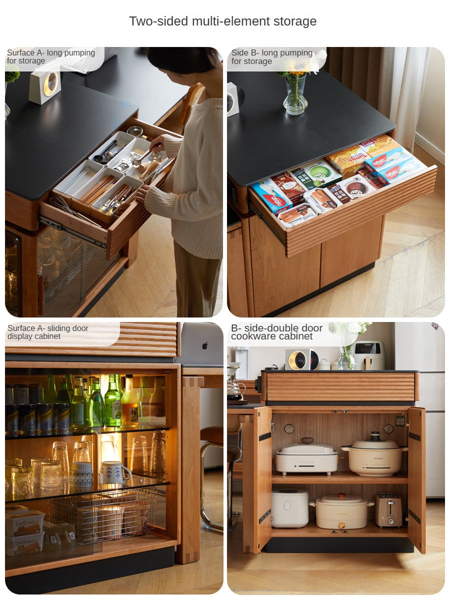 Cherry Solid Wood Island Multifunctional Bar.