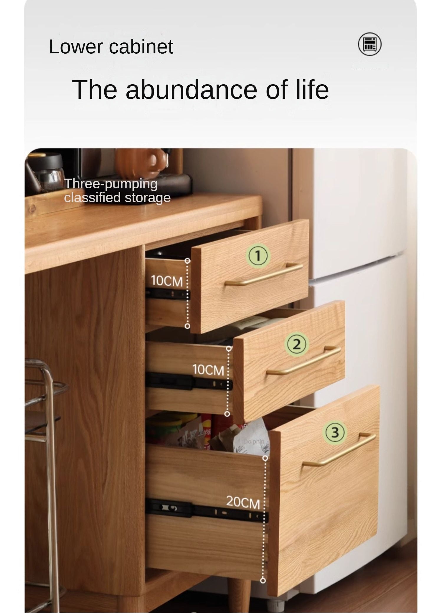 Oak Solid Wood Large Capacity Dining Sideboard