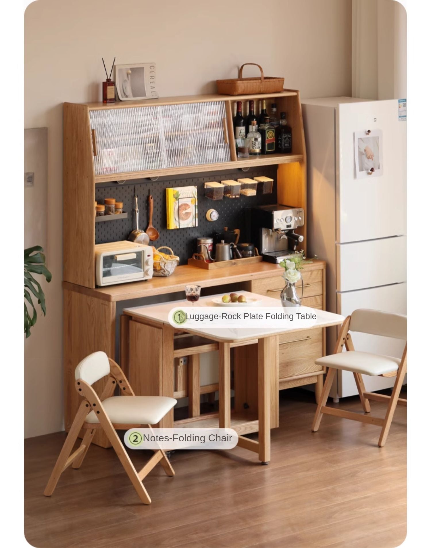 Oak Solid Wood Large Capacity Dining Sideboard