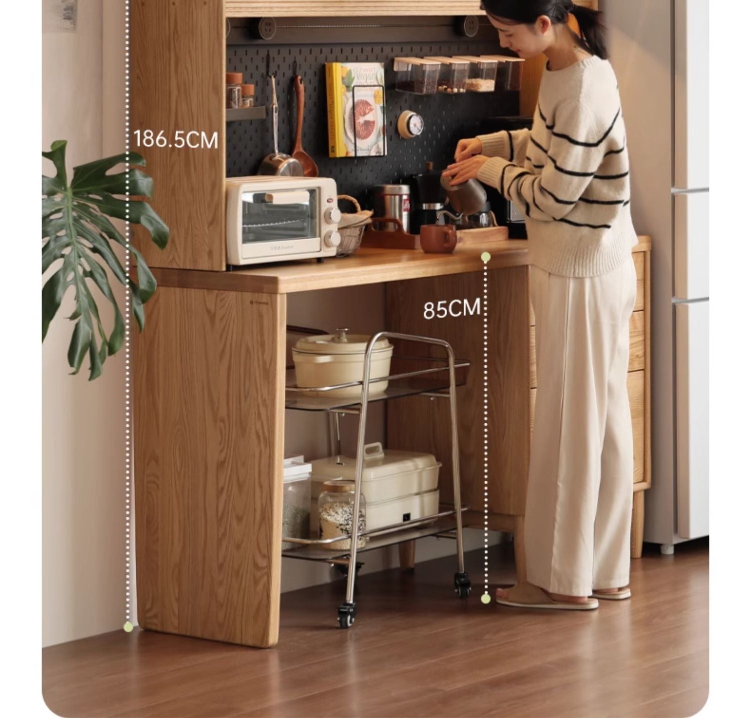 Oak Solid Wood Large Capacity Dining Sideboard