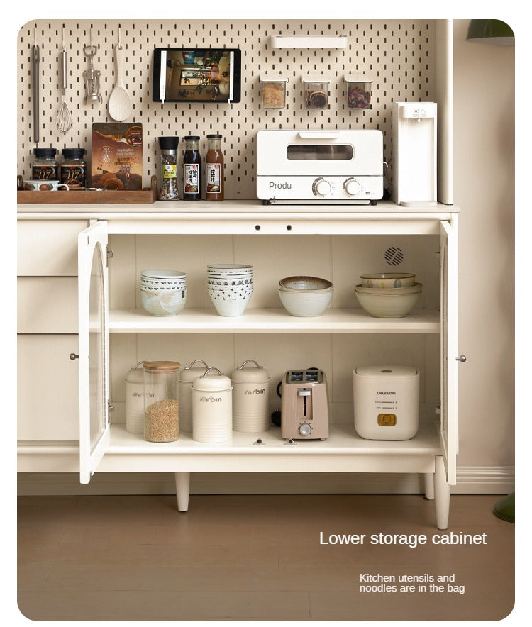 Poplar Solid Wood, Solid RubberWood French Cream Style Sideboard