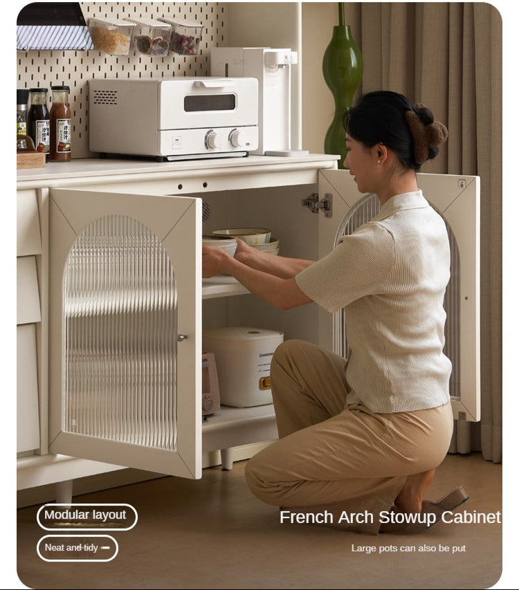 Poplar Solid Wood, Solid RubberWood French Cream Style Sideboard