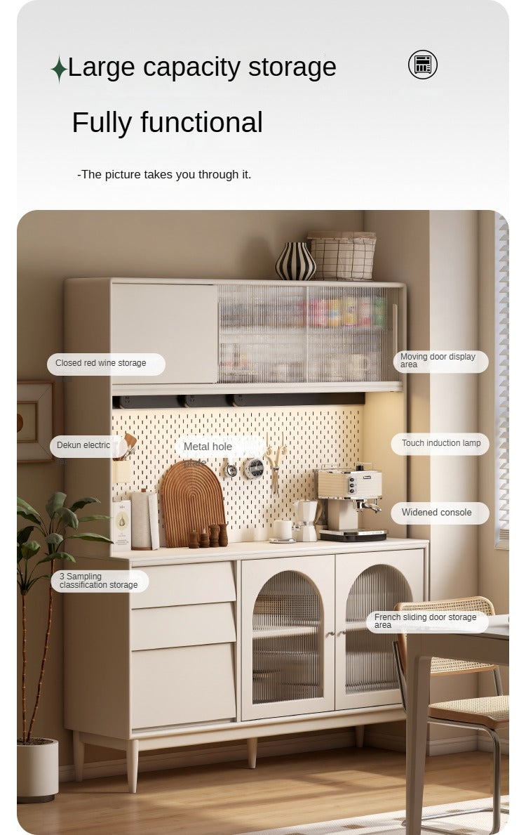 Poplar Solid Wood, Solid RubberWood French Cream Style Sideboard