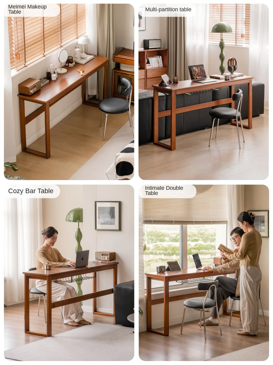 Poplar Solid Wood Narrow Office Desk.