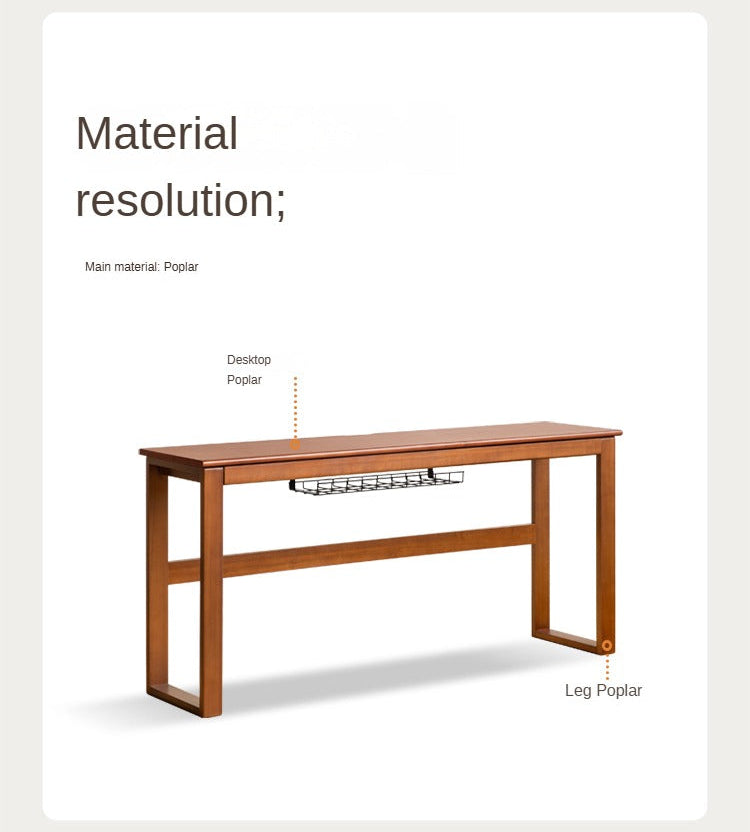 Poplar Solid Wood Narrow Office Desk.