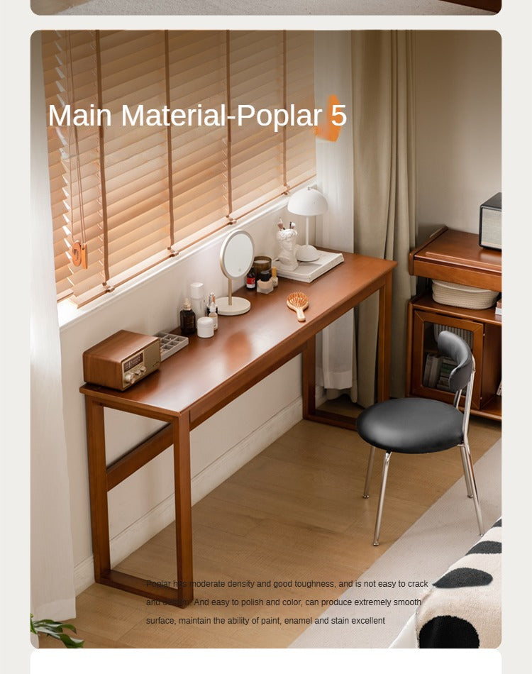 Poplar Solid Wood Narrow Office Desk.