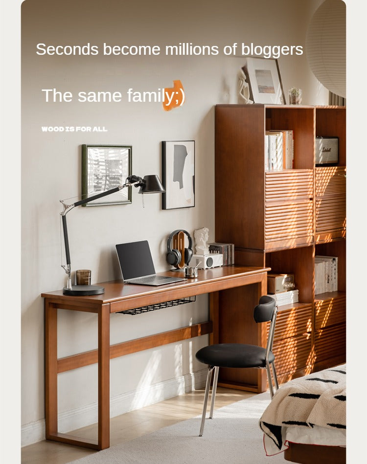 Poplar Solid Wood Narrow Office Desk.