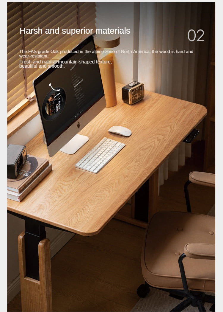 Oak, Ash Solid Wood Electric Lift Desk