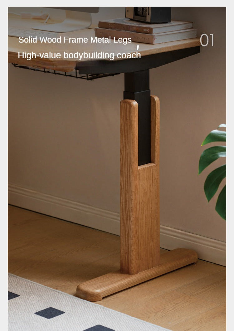 Oak, Ash Solid Wood Electric Lift Desk