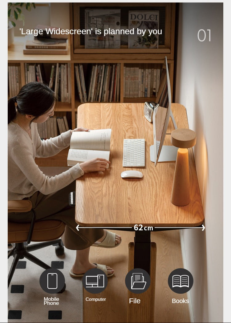 Oak, Ash Solid Wood Electric Lift Desk