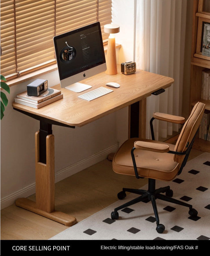 Oak, Ash Solid Wood Electric Lift Desk
