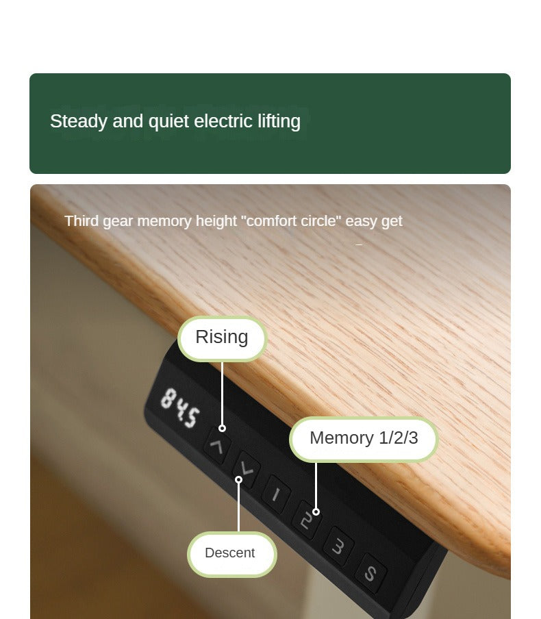 Oak Solid Wood Electric Lift Narrow Long Desk