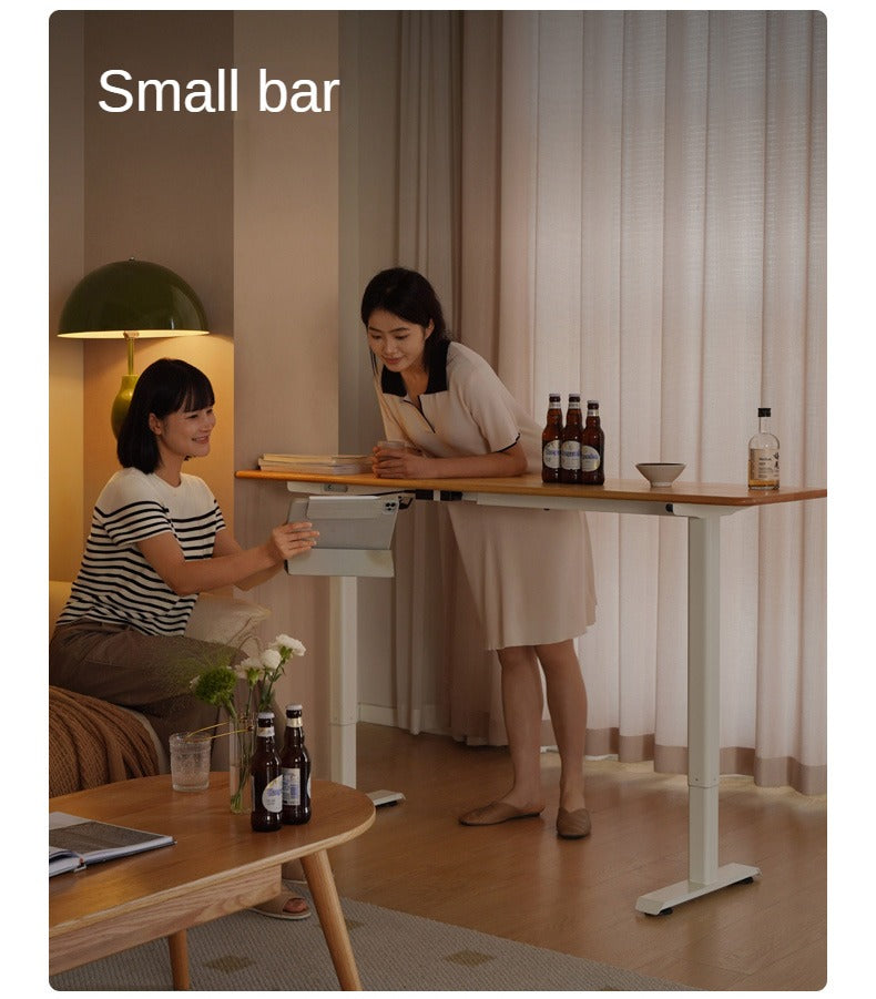 Oak Solid Wood Electric Lift Narrow Long Desk