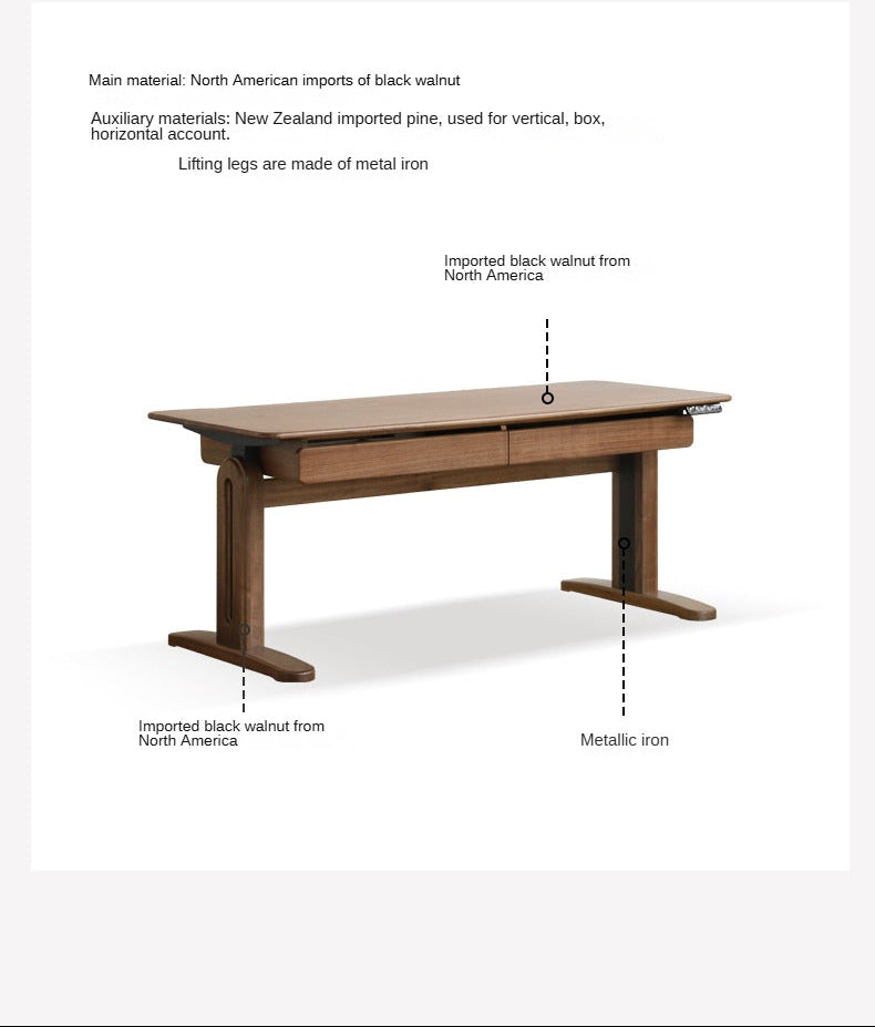 Black Walnut Solid Wood Electric Lift Desk
