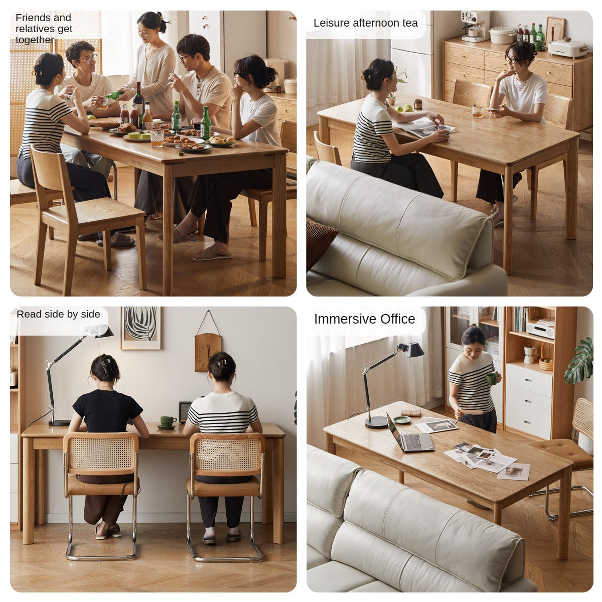 Ash, Oak Solid Wood Long Dining Table