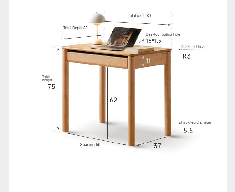 Oak Solid Wood Modern Writing Desk