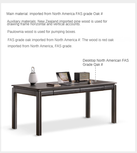 Oak, Ash Solid Wood Large Size Desk