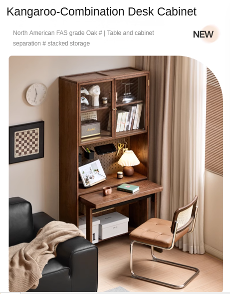 Oak, Black Walnut Solid Wood Desk Bookshelf Computer Desk Study Table